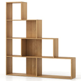 4-Tier Bookshelf Stair Bookcase with 6 Cubes Display Rack