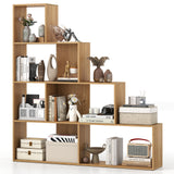 4-Tier Bookshelf Stair Bookcase with 6 Cubes Display Rack