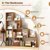 4-Tier Bookshelf Stair Bookcase with 6 Cubes Display Rack