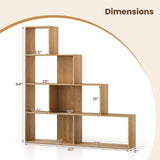 4-Tier Bookshelf Stair Bookcase with 6 Cubes Display Rack