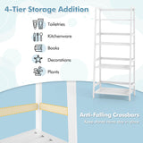 47.5 Inch 4-Tier Multifunctional Bamboo Bookcase Storage Stand Rack