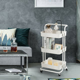 3-Tier Utility Cart Storage Rolling Cart with Casters