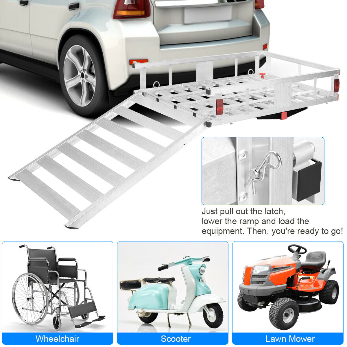 50" x 29.5" Hitch-Mounted Mobility Cargo Carrier