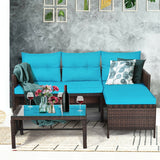 3 Pieces Patio Wicker Rattan Sofa Set