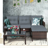 3 Pieces Patio Wicker Rattan Sofa Set