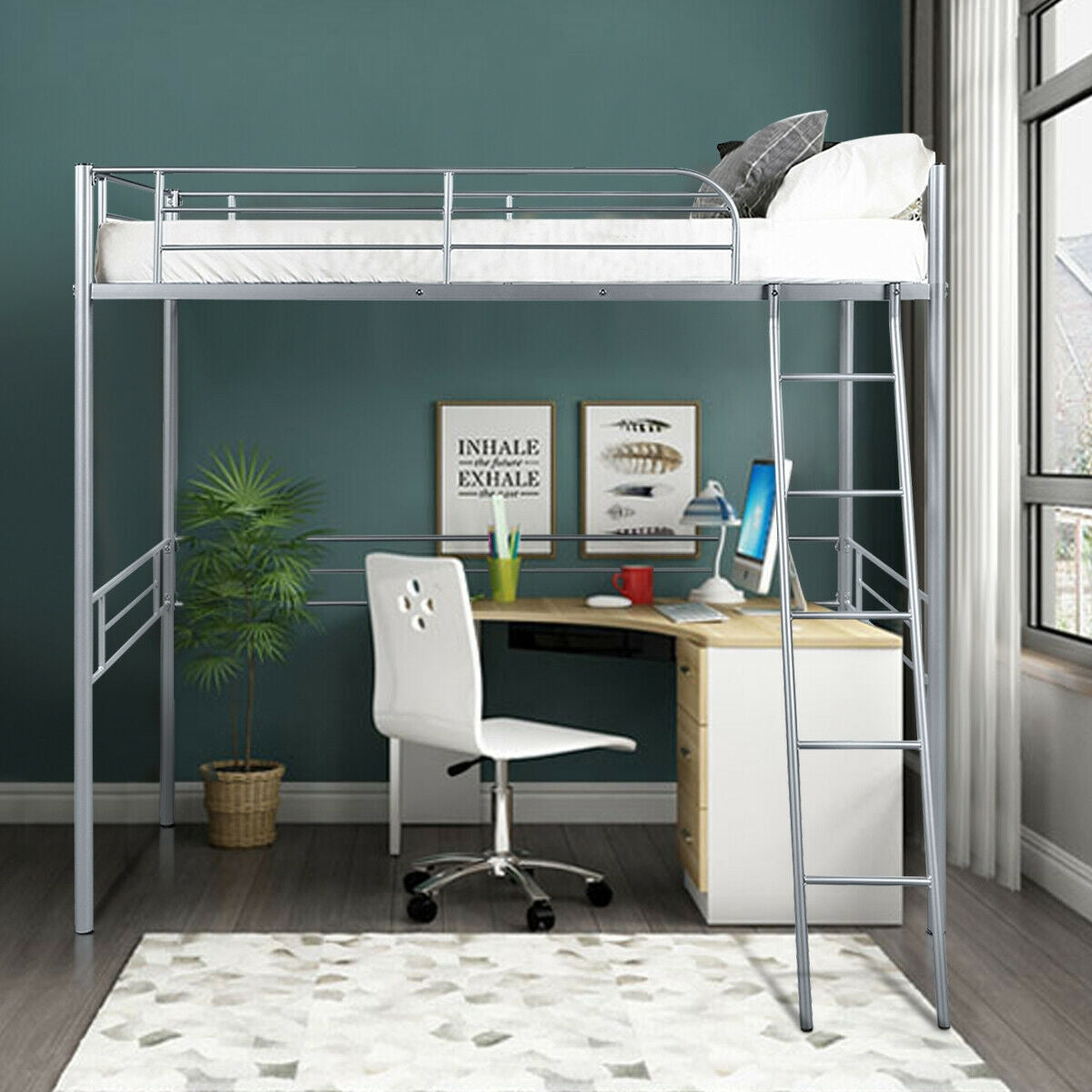 Metal Loft Twin Bed Frame Single High Loft Bed