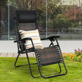 Folding Rattan Zero Gravity Lounge Chair with Removable Head Pillow