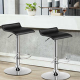 Set of 2 Adjustable PU Leather Backless Bar Stools