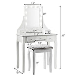 Vanity Dressing Table Set with 10 Dimmable Bulbs and Cushioned Stool