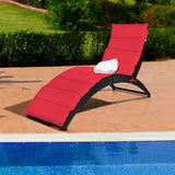 Folding Patio Rattan Lounge Cushioned Portable Chair
