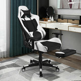 PU Leather Gaming Chair with USB Massage and Lumbar Pillow Footrest