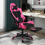 PU Leather Gaming Chair with USB Massage and Lumbar Pillow Footrest