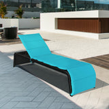 Patio Rattan Lounge Chair Back Adjustable Chaise Recliner  with Cushioned