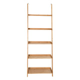 5-Tier Ladder Shelf Bamboo Bookshelf Wall-Leaning Storage Display Plant Stand-Natural