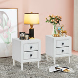 2Pcs Multipurpose Retro Nightstand with 2 Drawers