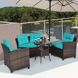 4 Pieces Furniture Patio Set Outdoor Wicker Sofa Set