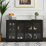 Kitchen Storage Cabinet with Glass Sliding Door