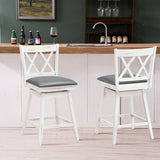 2 Pieces 24 Inch Swivel Counter Height Barstool Set with Rubber Wood Legs