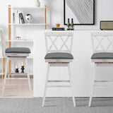 2 Pieces 29 Inches Swivel Counter Height Barstool Set with Rubber Wood Legs