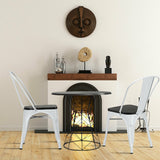 4 Pieces Tolix Style Metal Dining Side Chair Stackable Wood Seat-White