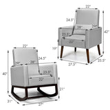 2-in-1 Fabric Upholstered Rocking Chair with Pillow