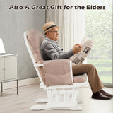Wood Glider and Ottoman Set with Padded Armrests and Detachable Cushion