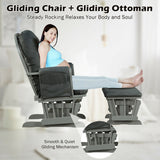 Wood Glider and Ottoman Set with Padded Armrests and Detachable Cushion