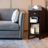 3-Tier Nightstand Bedside Table Sofa Side with Double Shelves Drawer