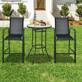 3 Pieces Outdoor Patio Bar Table Stool Set