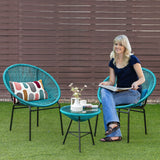 3PCS Patio Acapulco Furniture Bistro Set with GlassTable