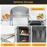Foldable Outdoor BBQ Portable Grilling Table With Windscreen Bag