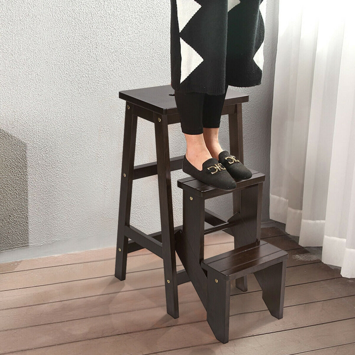 3 Tier Step Stool 3 in 1 Folding Ladder Bench