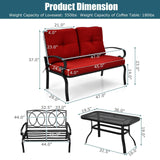 2PCS Patio Loveseat Bench Table Furniture Set with Cushioned Chair