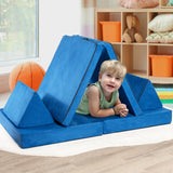 4-Piece Convertible Kids Couch Set with 2 Folding Mats