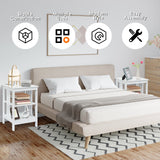 3-Tier Nightstand Sofa Side Table with Baffles and Round Corners