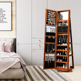 360Â° Rotatable 2-in-1 Lockable Jewelry Cabinet with Full-Length Mirror