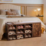 9-cube Adjustable Storage Shoe Bench with Padded Cushion