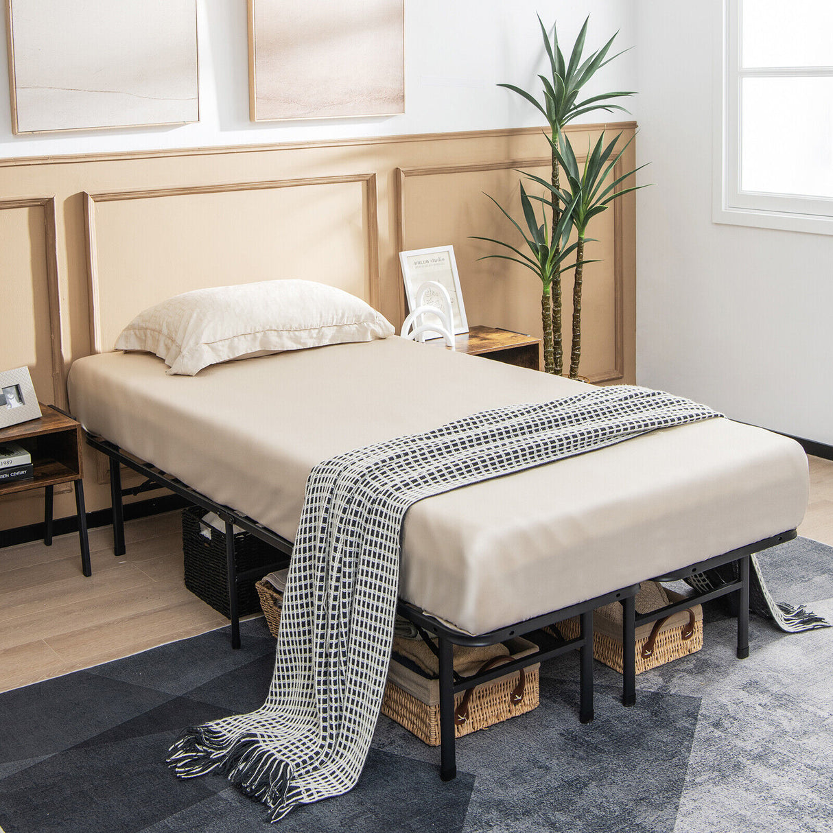 Full/King Size Folding Steel Platform Bed Frame for Kids and Adults
