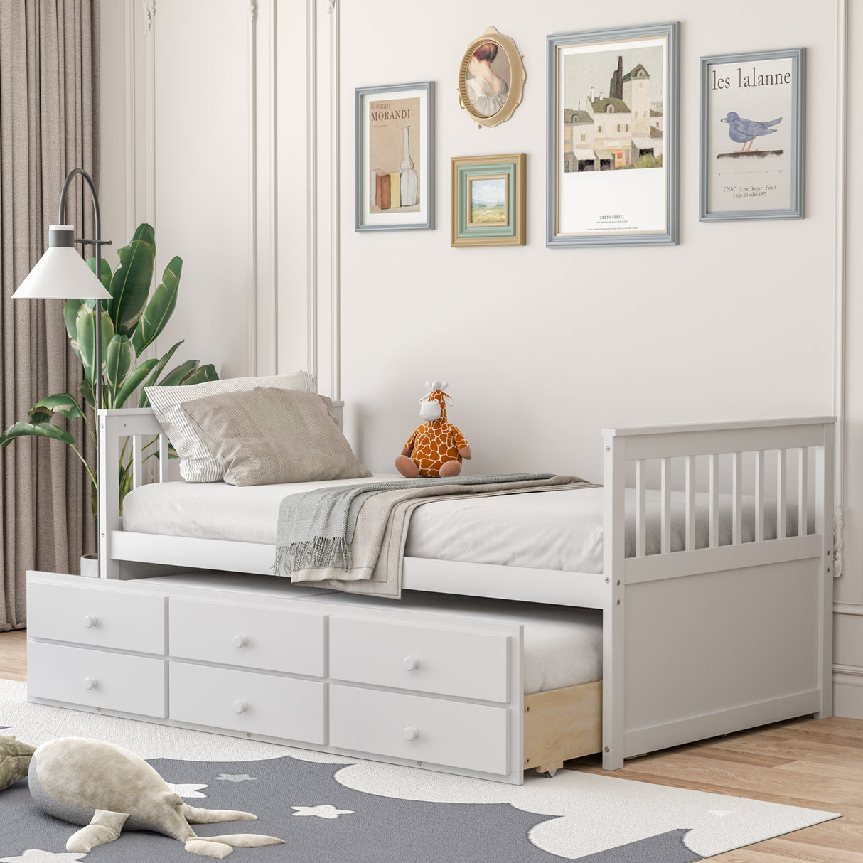 Twin Captainâs Bed with Trundle and 3 Storage Drawers