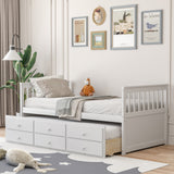 Twin Captainâs Bed with Trundle and 3 Storage Drawers