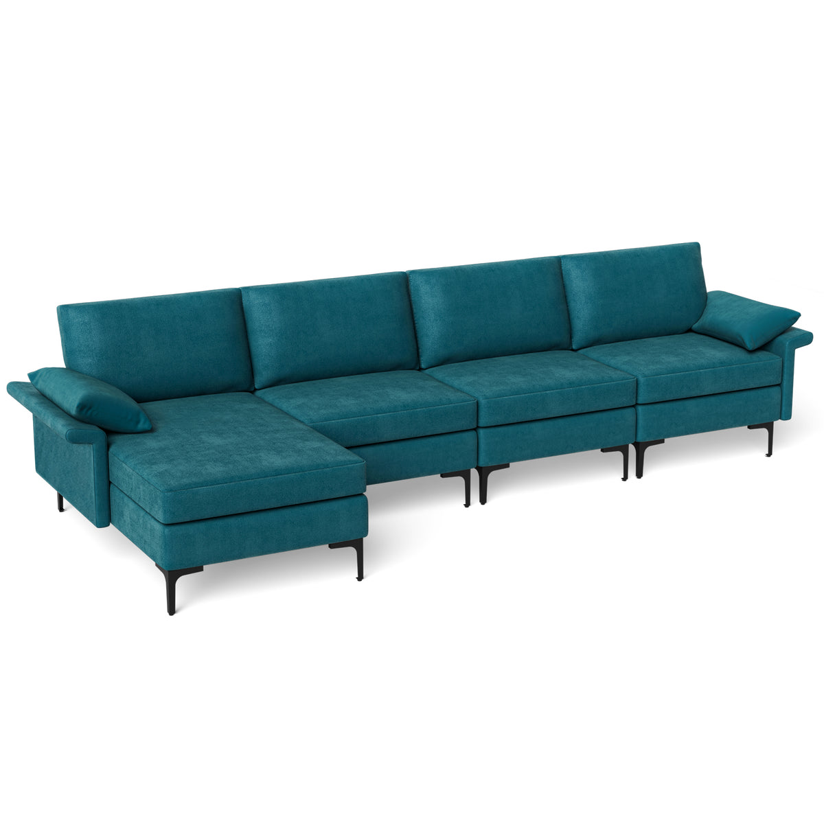 Extra Large L-shaped Sectional Sofa with Reversible Chaise and 2 USB Ports for 4-5 People