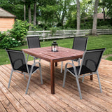 4 Pieces Stackable Patio Dining Chairs Set with Armrest