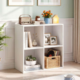 4-Cube Book Shelf Tool-Free Assembly Wooden Bookshelf Modern Bookcase Storage Organizer-White