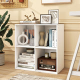 4-Cube Book Shelf Tool-Free Assembly Wooden Bookshelf Modern Bookcase Storage Organizer-White