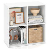 4-Cube Book Shelf Tool-Free Assembly Wooden Bookshelf Modern Bookcase Storage Organizer-White