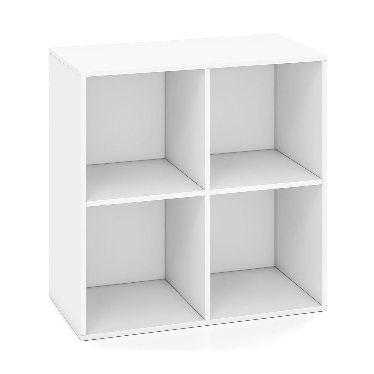 4-Cube Book Shelf Tool-Free Assembly Wooden Bookshelf Modern Bookcase Storage Organizer-White