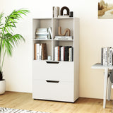 4-Cube Bookcase with 2 Drawers 51 inch 5-Tier Tall Freestanding Bookshelf
