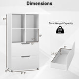 4-Cube Bookcase with 2 Drawers 51 inch 5-Tier Tall Freestanding Bookshelf