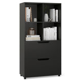 4-Cube Bookcase with 2 Drawers 51 inch 5-Tier Tall Freestanding Bookshelf