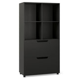 4-Cube Bookcase with 2 Drawers 51 inch 5-Tier Tall Freestanding Bookshelf